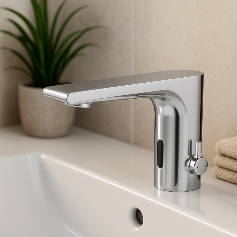 Ηλεκτρονική βρύση νιπτήρα Aquadesign Sensor, με μπαταρίες ή τροφοδοσία ρεύματος, χρώμιο 1208958186.